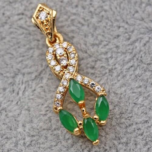 Fashion Pendant for Womens Gold plated Waterdrop green Zirconia Necklace Pendant Fashion Wedding Jewelry accessories Gift