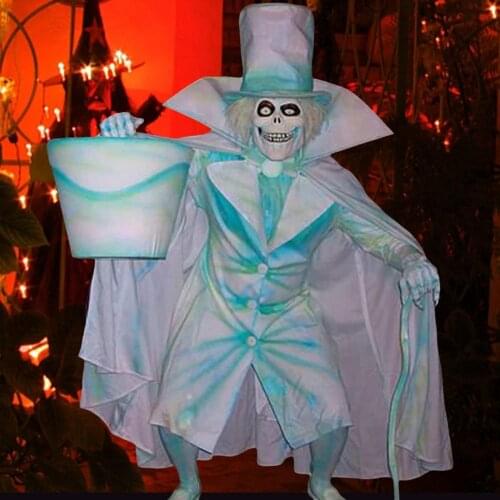 Skeleton Man With Bucket Resin Statue Garden Ornament Desktop Sculpture Halloween Horror Props Haunted House Escape Room Decor