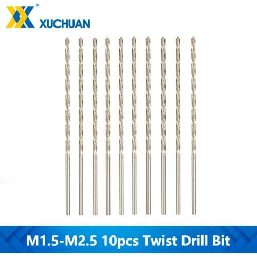 Twist Drill Bit Set CNC Drilling M1.5 M2 M2.5 HSS 70mm Twist Drill 10pcs For Metal Tool Tungsten Carbide Gun Drills Bits
