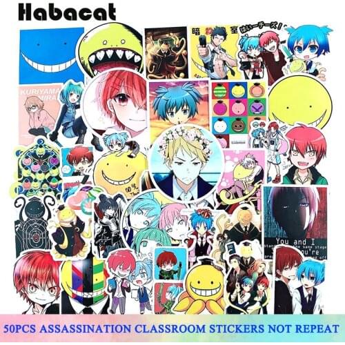 50Pcs/Pack Japan Anime Assassination Classroom Stickers For Kids Toy Laptop Bicycle Motorcycle Skateboard Phone Cartoon Stickers
