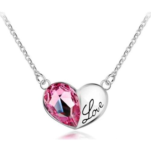 2016 new arrivals colorful gift Accessories popular accessories Letter Heart Crystal Necklace - Cheap colorful fashion