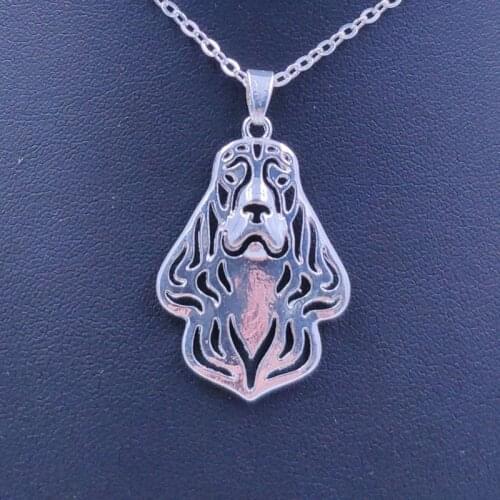 New Cute Cocker Spaniel Necklace Dog Animal Pendant Gold Silver Plated Jewelry For Women Female Girls Kids Ladies AKC N084