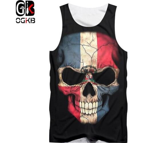 OGKB Unisex Hiphop O-neck Sleeveless Shirts 2018 Summer Tops Women/men Cool Print Flag Skull 3d Tank Top Man Brand Gyms Clothes