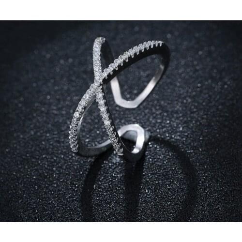 Wholesale Fits European Jewelry 925 Sterling Silver Rings Open 100% 925 Sterling Silver Rhinestone Ring Women Jewelry 2018