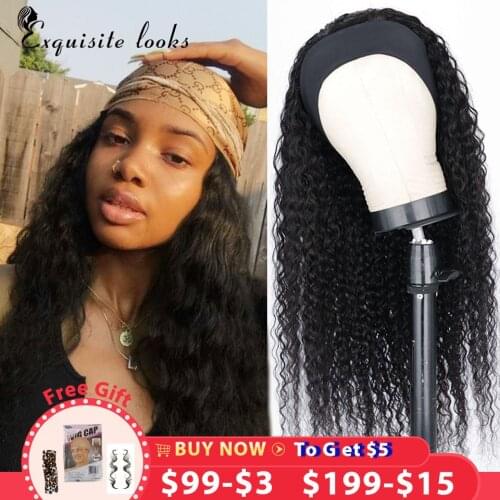 Headband Wig Human Hair Glueless Kinky Curly Headband Full Wigs Remy Human Hair Wigs For Black Women