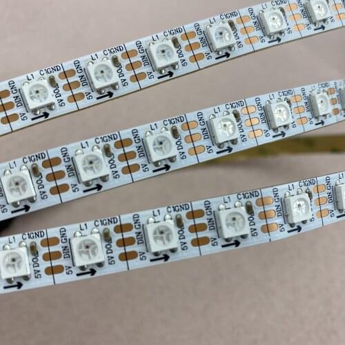 5m DC5V addressable WS2812B led pixel srip,non-waterproof,74pcs WS2812B/M with 74pixels;white PCB