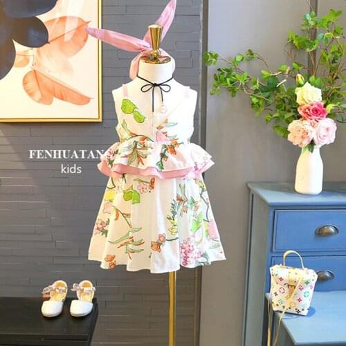 Girl Dress Summer Floral Strap Fresh Princess Dress Girl Baby Vestidos