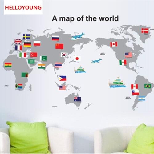 QT-0023 DIY Home Decorative The World Map Wall Stickers Waterproof The Study Rural Wallpapers Mural All-match Style