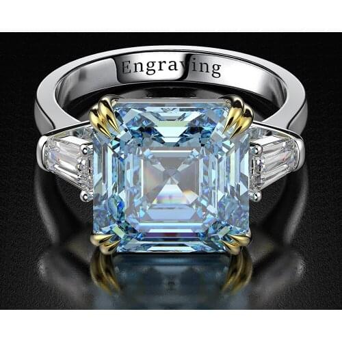 Real 925 Sterling Silver Created Citrine Diamonds Gemstone rings Wedding Engagement Aquamarine ring Fine Jewelry gifts for women