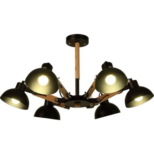 Modern Home E27 3/6 Adjustable Heads Living Room Spider Flexible Pendant Light Bedroom Metal Wood Lamp Studio Bar Light