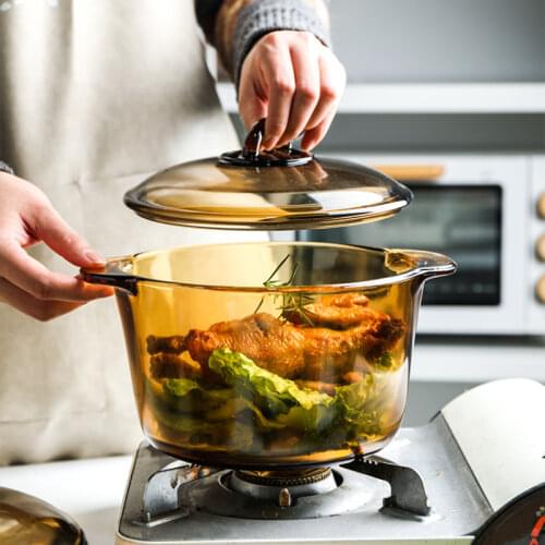 Glass Transparent Stock Pot Stew Instant Pot Milk With Lid Conjunto De Panelas De Cozinha Kitchen Wares Cookware ZY50SP