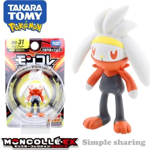 Takara Tomy Tomica Pokemon Pocket Monsters Moncolle MS-31 Raboot 3-5cm Mini Resin Anime Figure Toys For Children Collectible
