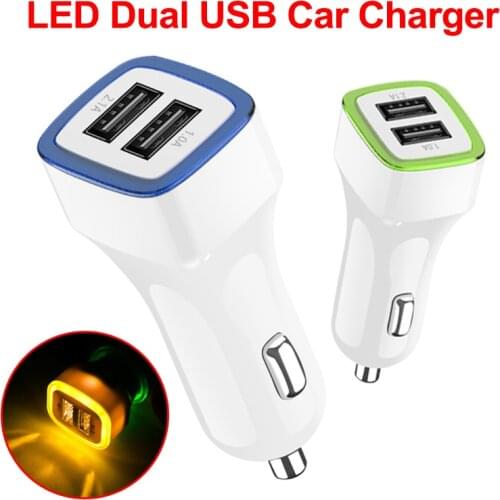 Universal LED Dual USB Car Charger 2 Port Adapter Cigarette Socket Lighter For Samsung Apple Cell Phone