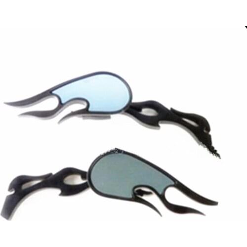 Universal Motorcycle Black Flame Side Mirrors For Harley Honda Bobber Cafe Racer Chopper Crusier Touring Street Bike