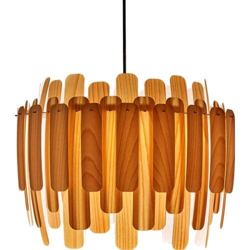 Japanese Minimalist Vintage Wooden Pendant Lights Led E27 Restaurant Tea House Hanging Light Fixtures Study Living Room Hotel
