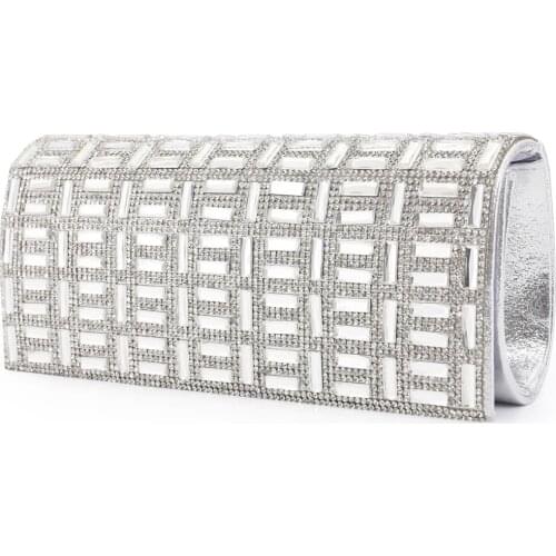 Woman Glittery Clutch Bag Evening Bags Rhinestones Shiny Paillette Decor Formal Handbag Shoulder Bag For Wedding Party Sliver