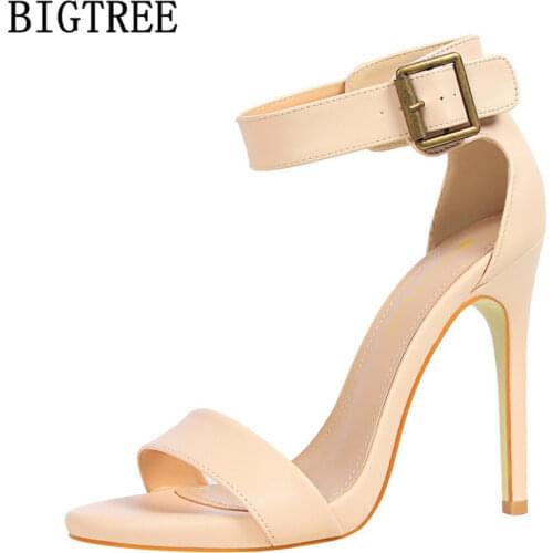 Leather Sandals Women High Heels Sandals Mary Jane Shoes Extreme High Heels Bigtree Shoes Platform Sandal Sandalias Mujer 2020