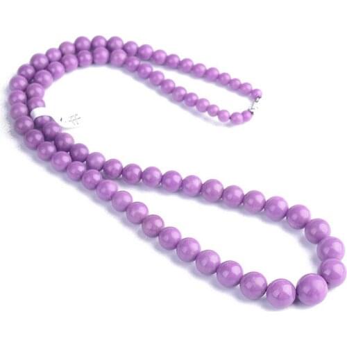 Purple Mica Natural Crystal Necklace Round Beads Tower Chain Necklace Lucky for Women Mother Day Gift Fashion Jewelry