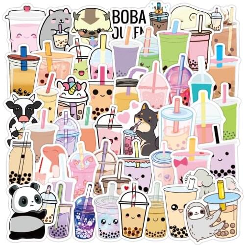 10/30/50PCS Cute Animal Milk Tea Drink Cartoon Aesthetics Stickers Phone Laptop Luggage Bike Graffiti Sticker Decal Kid Toy