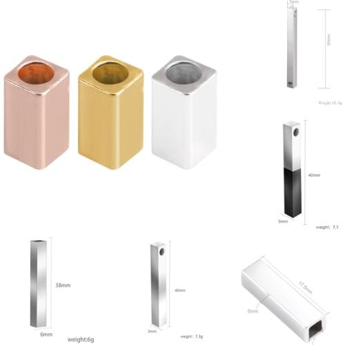 10pc stainless steel blank strip bar charm 3D rectangle pendant accessories for necklace or bracelet DIY jewelry making