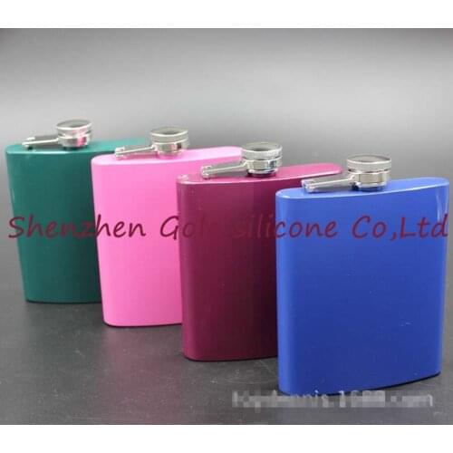 100pcs/lot lead-free , Color mixed stainless steel 7oz hip flask Stainless steel hip flask can be custom-made LOGO