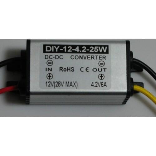 12V24V(7.5-28V)Step Down 4.2V 6A 25W DC-DC Converter Buck Module Car Power Supply Adapter Voltage Regulator Waterproof 10PCS