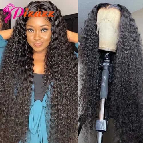 13x4 HD Transparent Lace Front Human Hair Wigs For Black Women PrePlucked Remy Brazilian Curly Lace Frontal Wig with Baby Hair