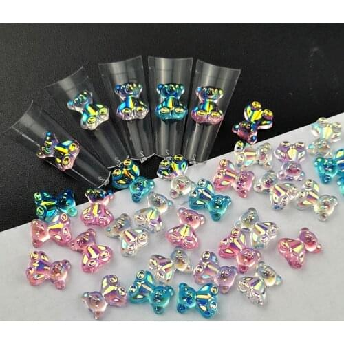 1440pcs/Bag Wholesale Aurora Little Bear Nail Art Accessories Resin Rhinestone for Nails Glitter Jelly DIY Manicure Decoration