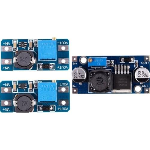 2Pcs MT3608 DC-DC Adjustable Step-Up Power Converter Module for Arduino & More & 1x XL6009 3-32V to 5-35V DC-DC Adapter Booster