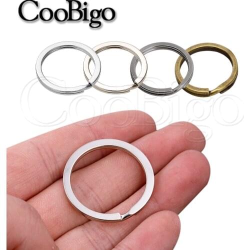 20Pcs 25mm Open Double Jump Rings Plated Round Flat Key Rings for Key Chain Holder Split O-Rings Silver Keyfob Accessories
