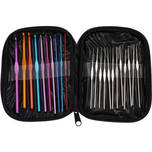 22pcs Mixed Aluminum Handle Crochet Hook Knitting Knit Needle Weave Yarn Set