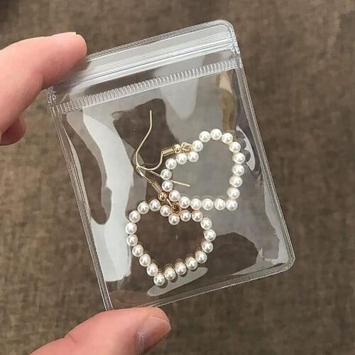 30/50PCS PVC Self Sealing Plastic Jewelry Zip Lock Bags Thick Clear Ziplock Earrings Packaging Storage Bags