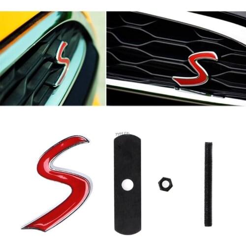 3D Metal S Front Grille Emblem Sticker for Mini Cooper R50 R52 R53 R56 R57 R58 R60 JCW Grill Badge Decals Exterior Accessories
