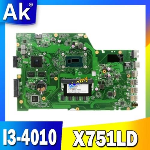 AK X751LD Motherboard I3-4010 GT820 DDR3 ForFor Asus R752L X751L X751LN Laptop motherboard X751LD Mainboard X751LD Motherboard