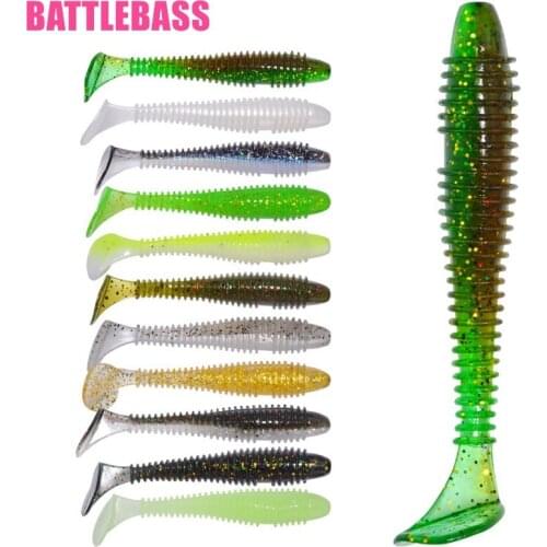 BATTLEBASS 2020 Soft Bait Worm Swimbaits Fishing Lure T Tail Soft Simulation Worm 55mm/1.45g Maggot Fishing Lures 14pcs/lot