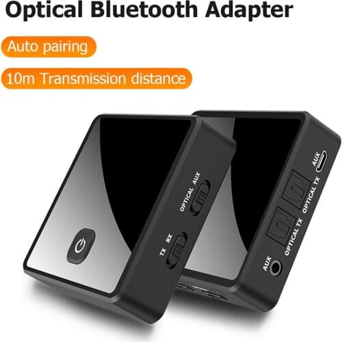 Bluetooth 5.0 Audio Transmitter Receiver 3 in 1 Wireless Bluetooth Adapter Dual fiber Interface 3.5mm For Headphone TV Speakers