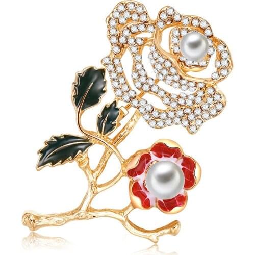 Rose brooch with zinc alloy drop oil flower brooch for both men and women gift jewelry elegant