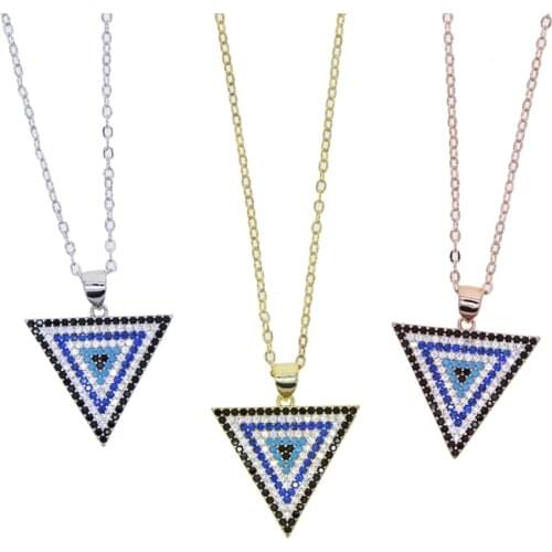 New Triangle Pendant Necklace Steampunk Jewelry Gold Silver Color CZ Charm Choker For Women Wedding Gift Jewelry