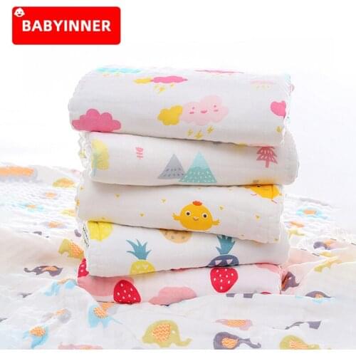Babyiner Baby Swaddle Blanket 6 Layers Bamboo Cotton Infant Gauze 70*140 Newborn Bath Towel Cotton Toddler Square Towels