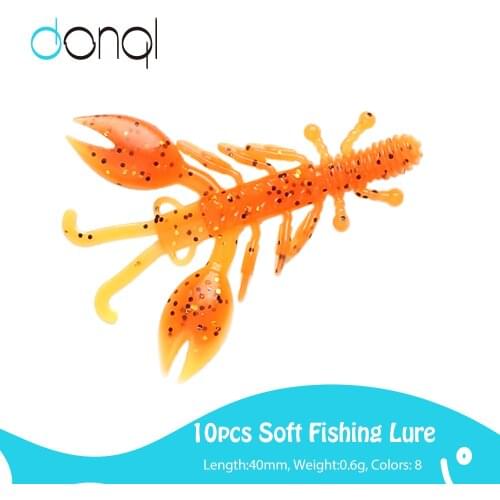 DONQL 10PCS Soft Fishing Lures 40mm 0.6g Wobblers Carp Fishing Bait Grub Lures Silicone Lifelike Shrimp Smell Fishing Baits
