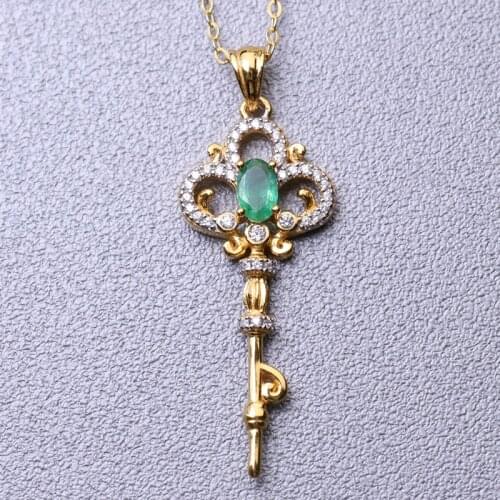 Emerald Pendant uality Genuine Natural Stone Emerald S925 Silver Shape Aggregate Necklace Pendants Aesthetic Vintage Jewelry