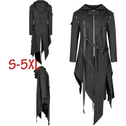 JAYCOSIN Mens fashion retro punk zipper asymmetric Hooded Jacket Zipper Hoodie Jacket Coat Retro Punk Style Party Outwear