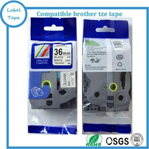 10pcs TZe-S261 36mm Black on White TZ-S261 Strong Adhesive tze label tapes compatible ptouch label printers