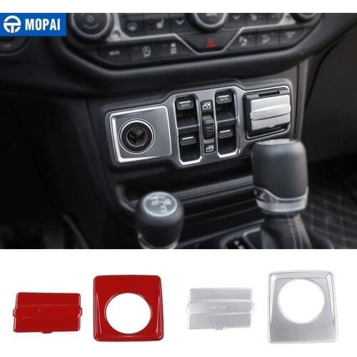 MOPAI Interior Mouldings Car Cigarette Lighter USB Socket Decoration Cover Stickers for Jeep Wrangler JL 2018+ Car Accessories