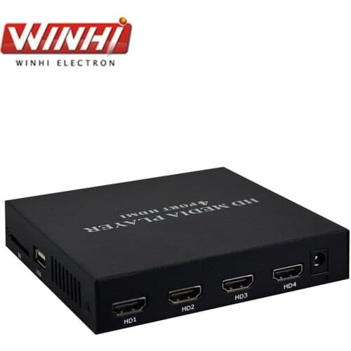 MPC1080P-4PO WINHI 4 channel HD digital signage USB playback video player lcd monitor media box for advertising in TV shops