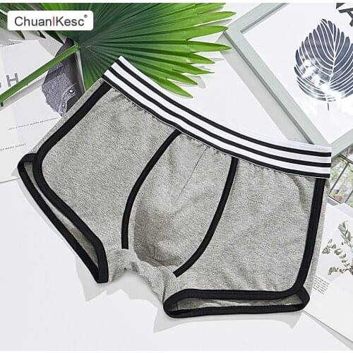 Pure Cotton Mens Underwear Korean Youth Sexy Low Waist Boxer Pants Simple And Comfortable Wide Belt Large Size Fashion Pants
