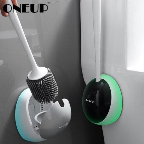 Silicone brush head toilet brush no dead corner wash toilet brush Wall-Mounted Household WC Bathroom Accessories