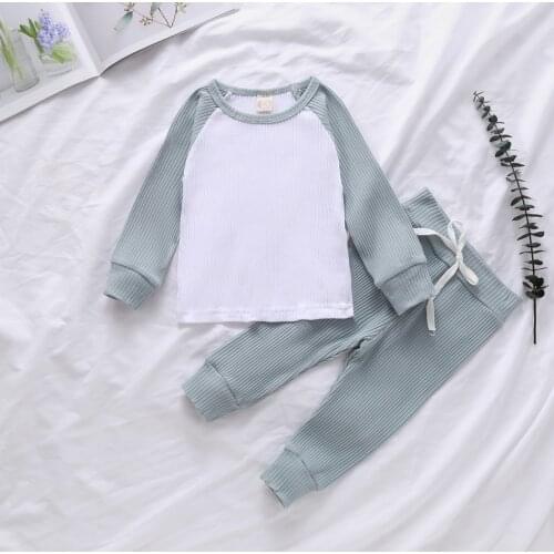 New Childrens Pajamas Girl Long Sleeves Cotton T-Shirts Pants Christmas Autumn Boys Sleepwear Patchwork Clothing Set