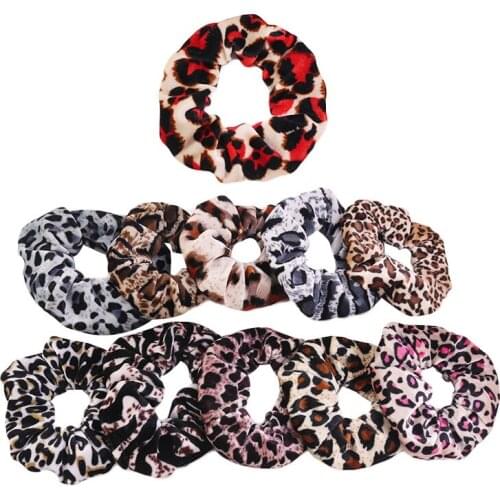 New fashion Velvet Hair Scrunchies Animal Leopard Print Classic Houndstooth Ponytail Holder Hair Ties For Kids Women