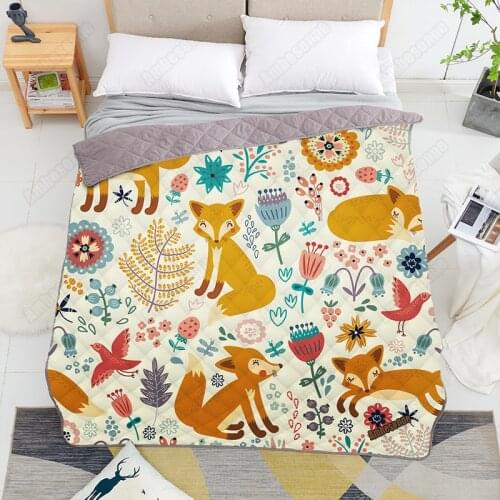 New Products 2021 Bed Summer Quilt Seamless Pattern with A Fox Bedspread Cartoon Custom Quilts Colorful Animal Soft Blanket
